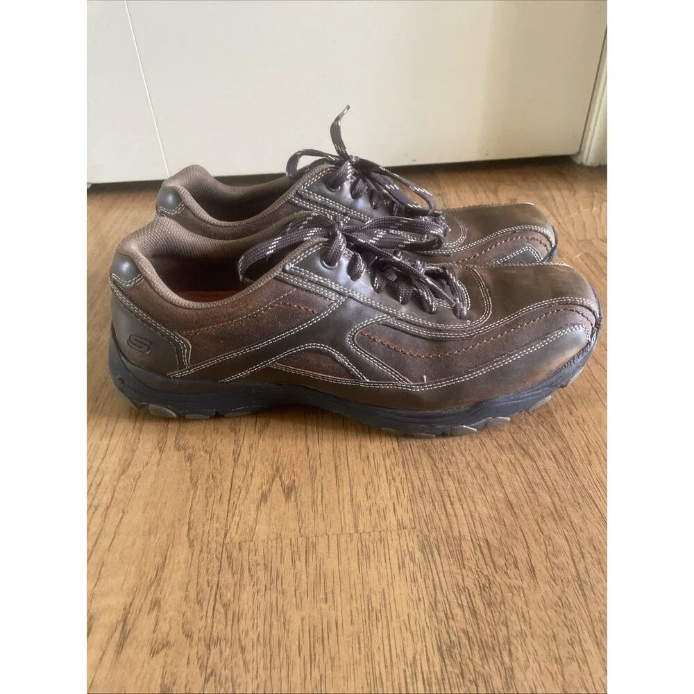 Mens Leather Sketchers Lace Up Casual Shoes Size 13